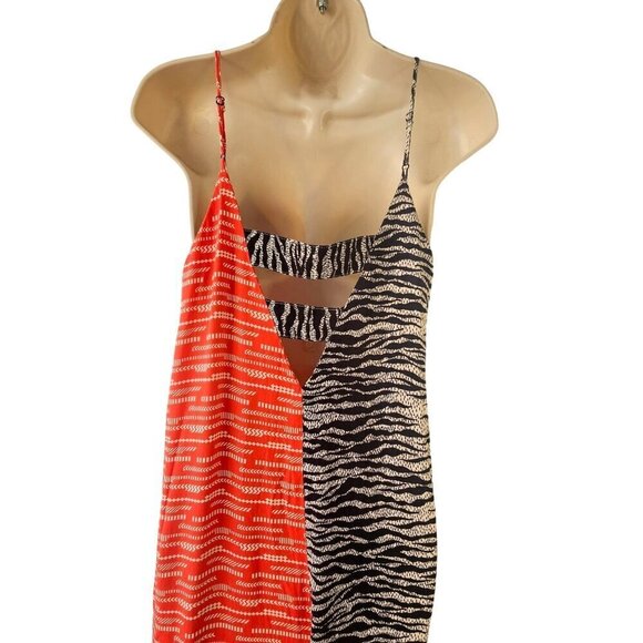 CoreyLynn Calter Anthropologie Jumpsuit Women XS Zebra Red Colorblock Adj Straps - Picture 3 of 10
